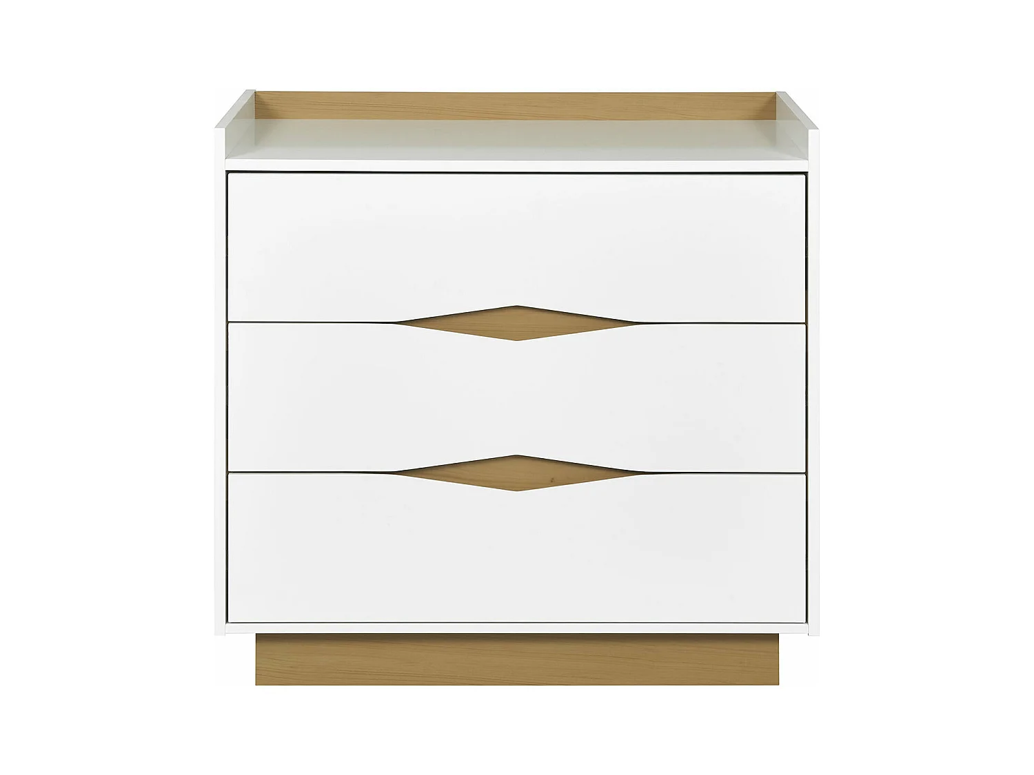 Commode  panneaux de fibres blanc et bois NAIS