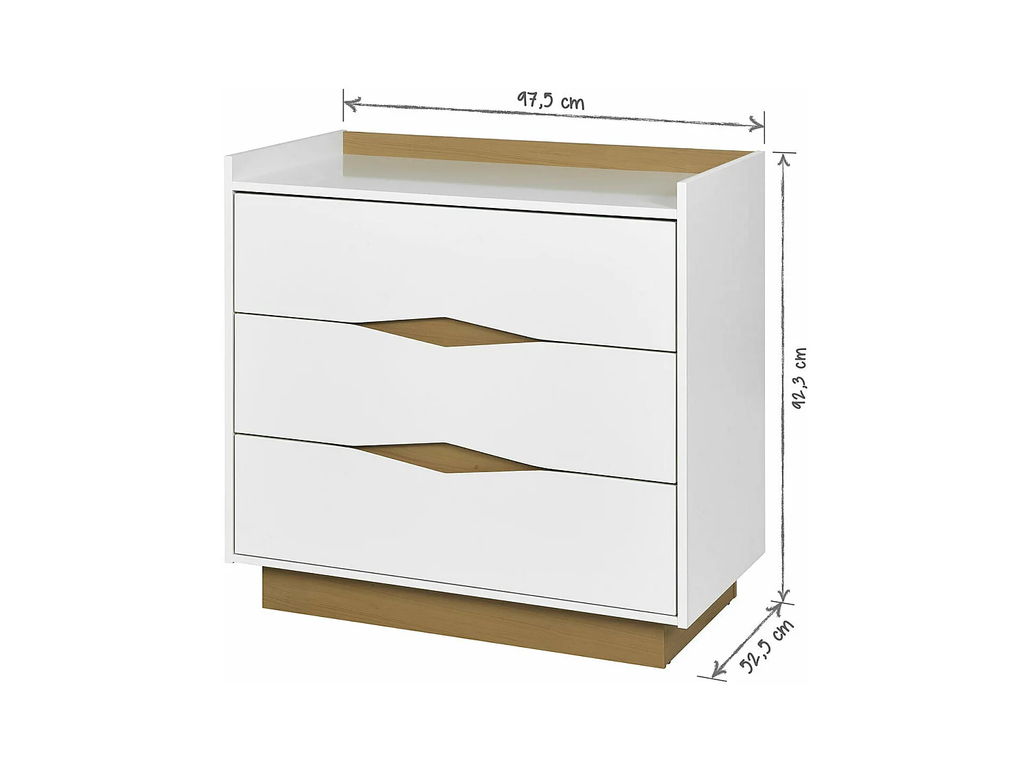 Commode  panneaux de fibres blanc et bois NAIS