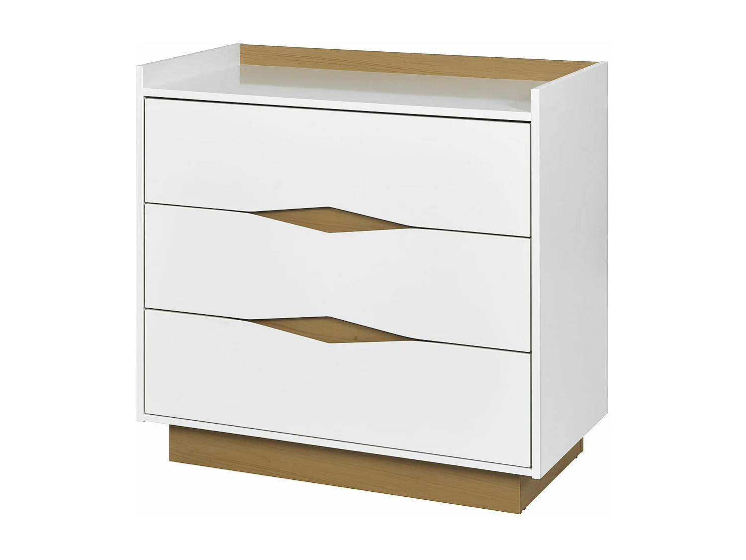 Commode  panneaux de fibres blanc et bois NAIS