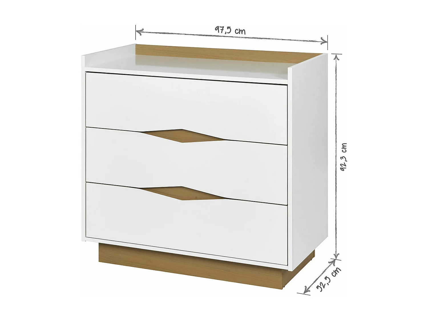 Commode  panneaux de fibres blanc et bois NAIS