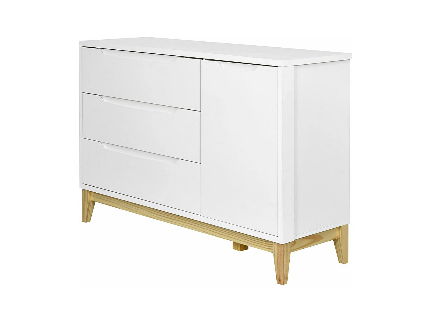 Commode  panneaux de fibres blanc et bois YOONA