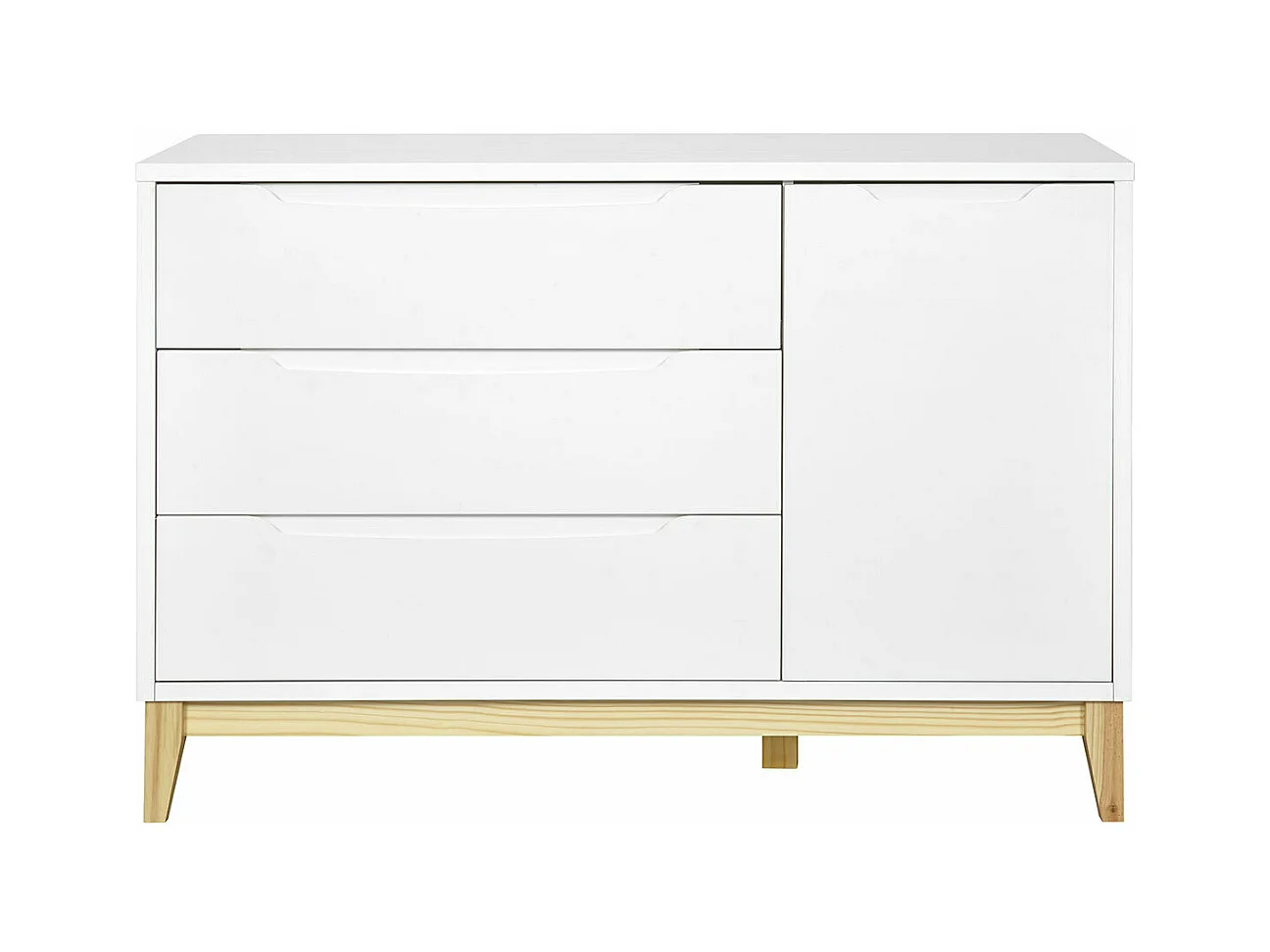 Commode  panneaux de fibres blanc et bois YOONA