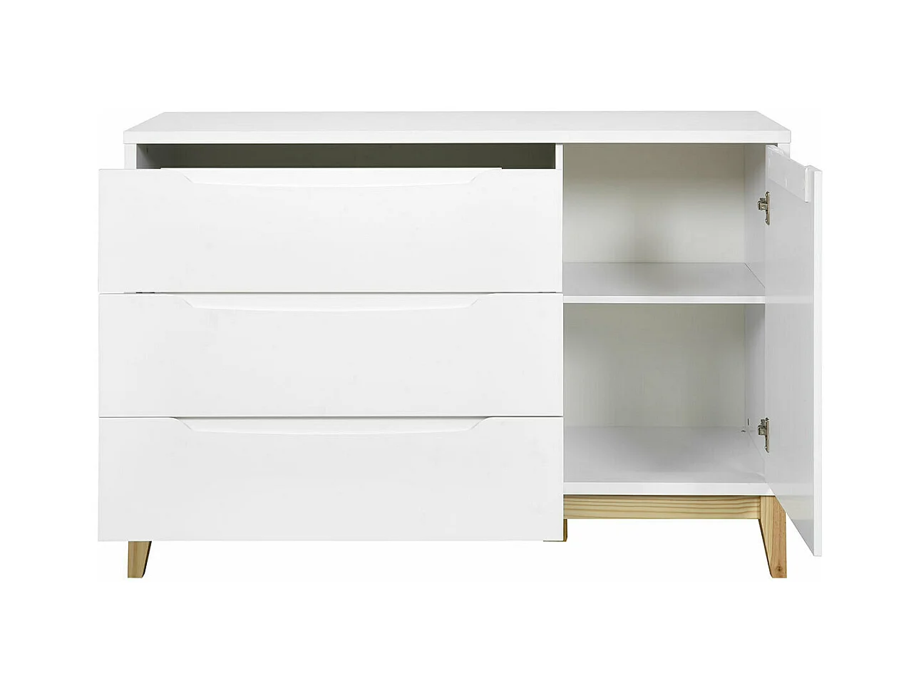 Commode  panneaux de fibres blanc et bois YOONA