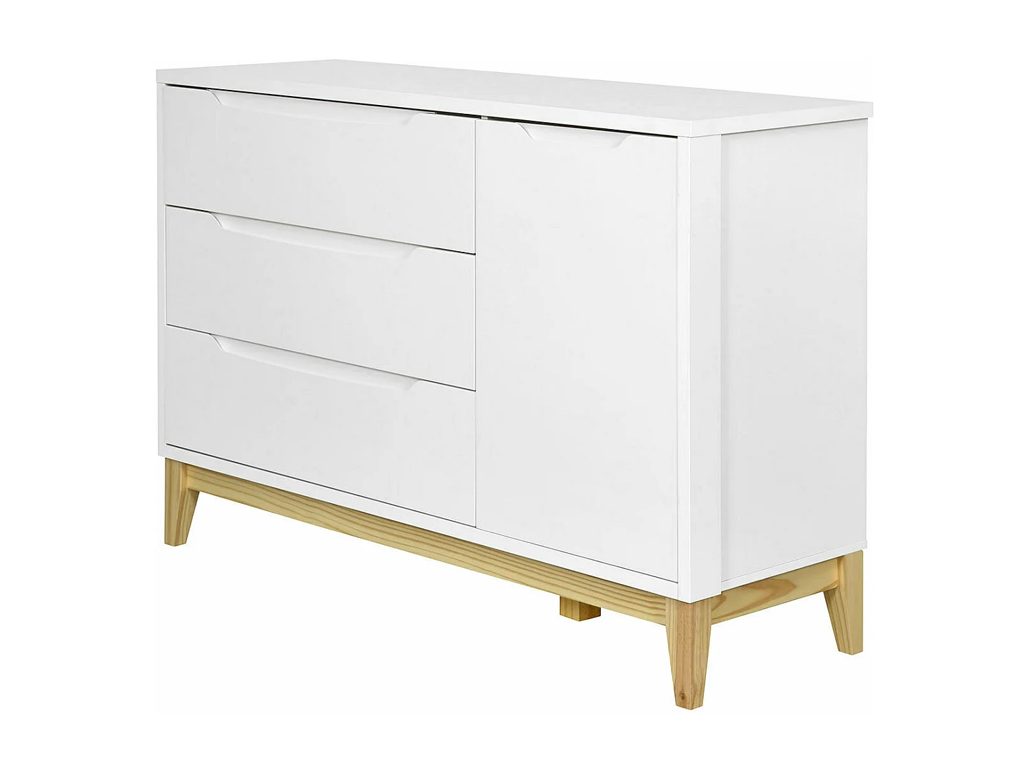 Commode  panneaux de fibres blanc et bois YOONA