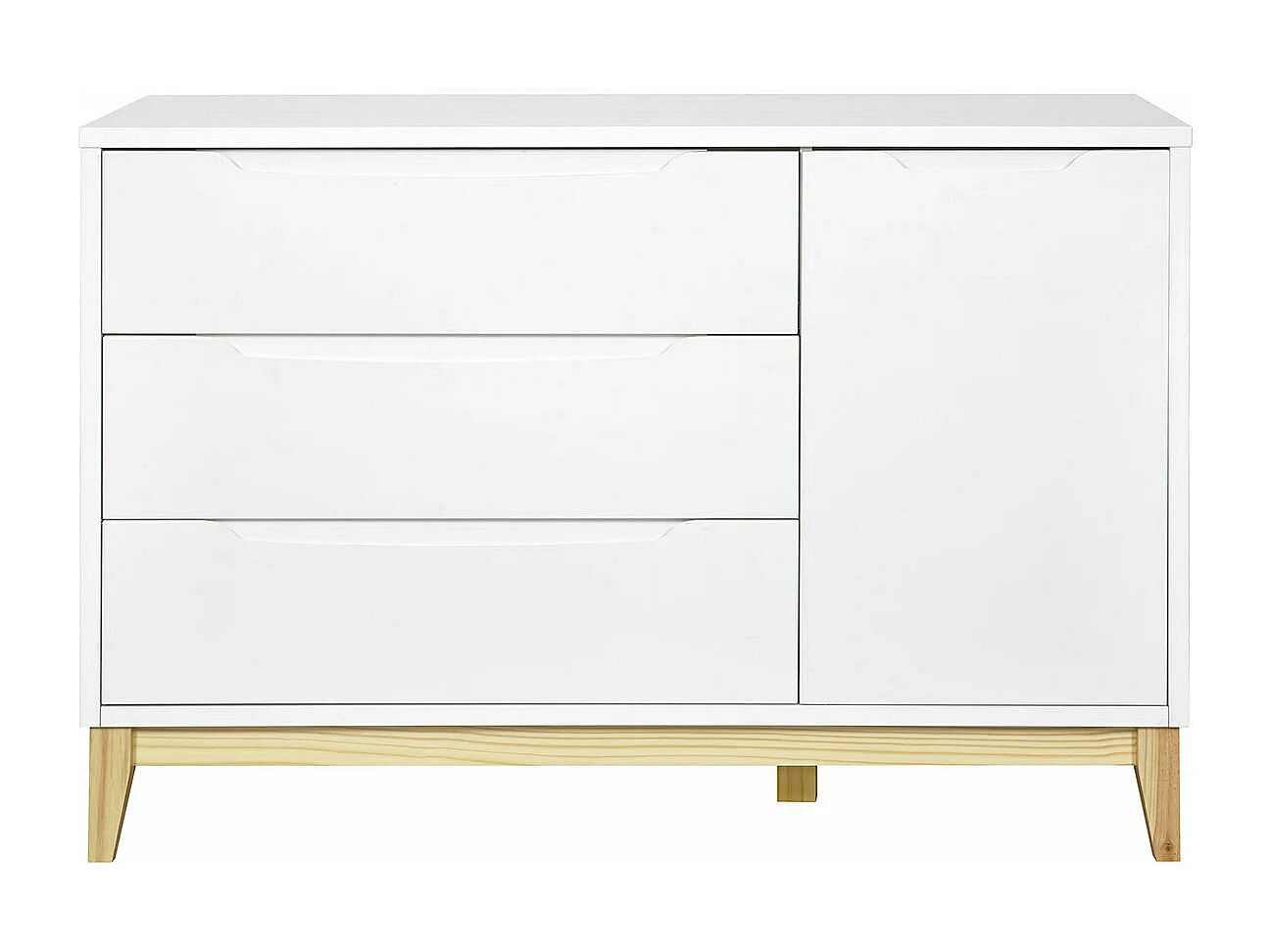 Commode  panneaux de fibres blanc et bois YOONA