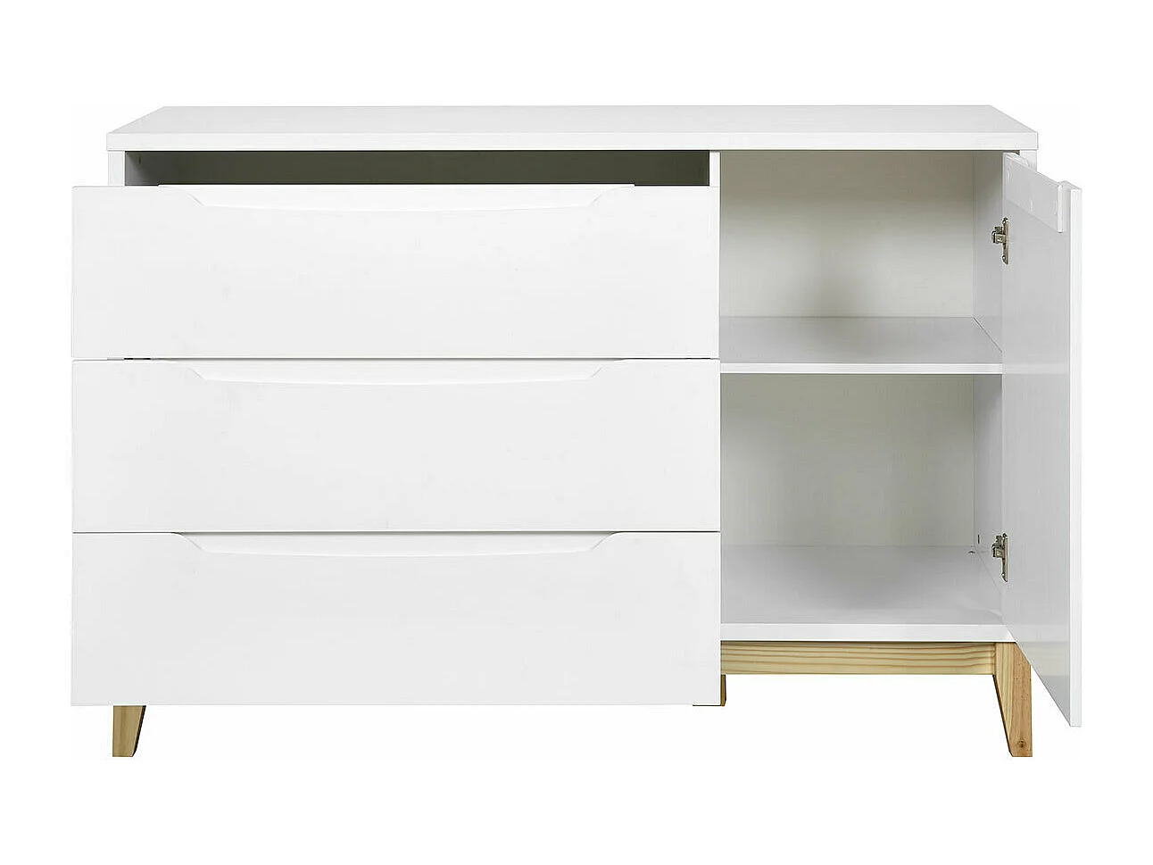 Commode  panneaux de fibres blanc et bois YOONA