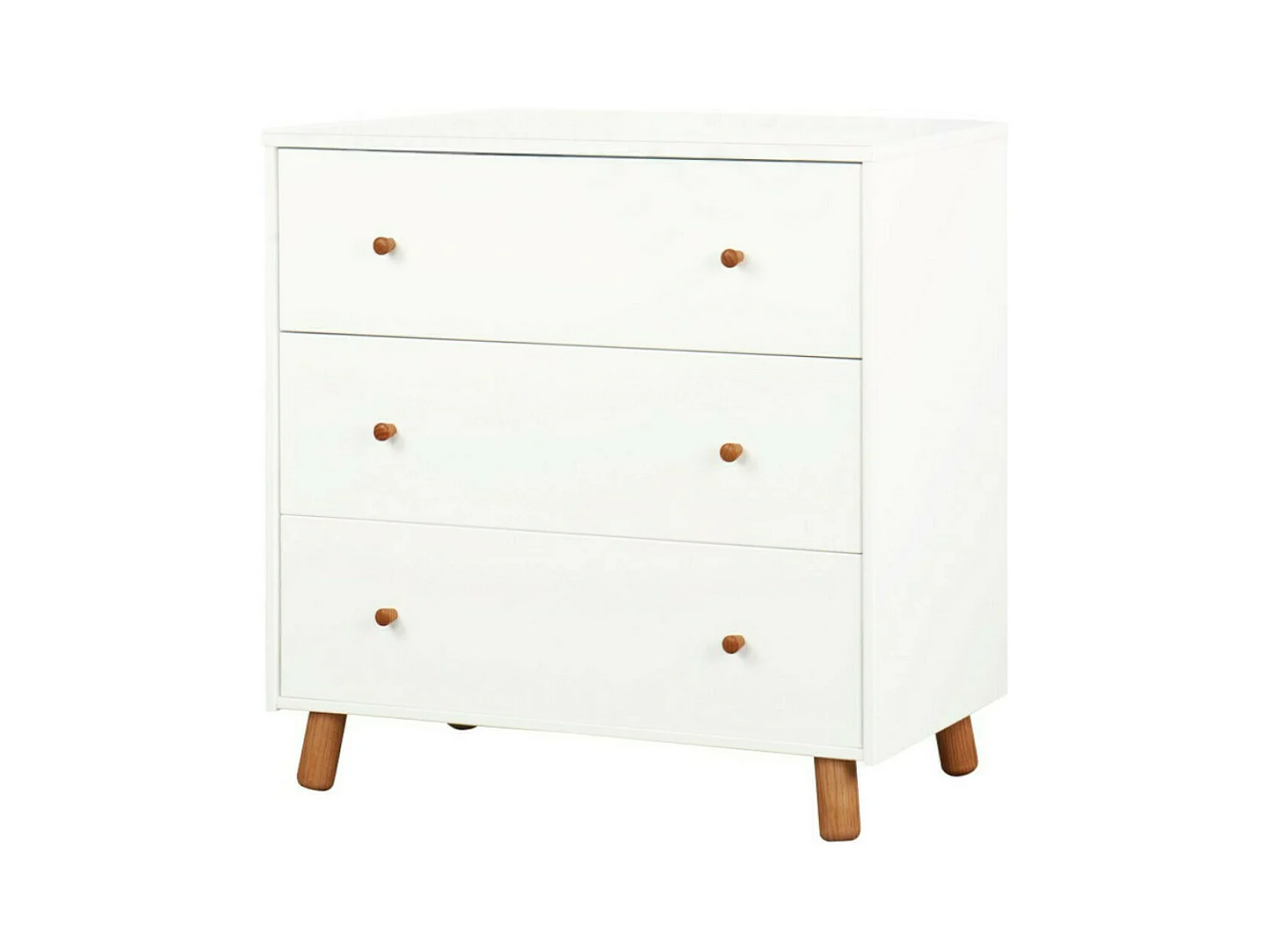 Commode enfant  bois massif blanc et bois GABBY