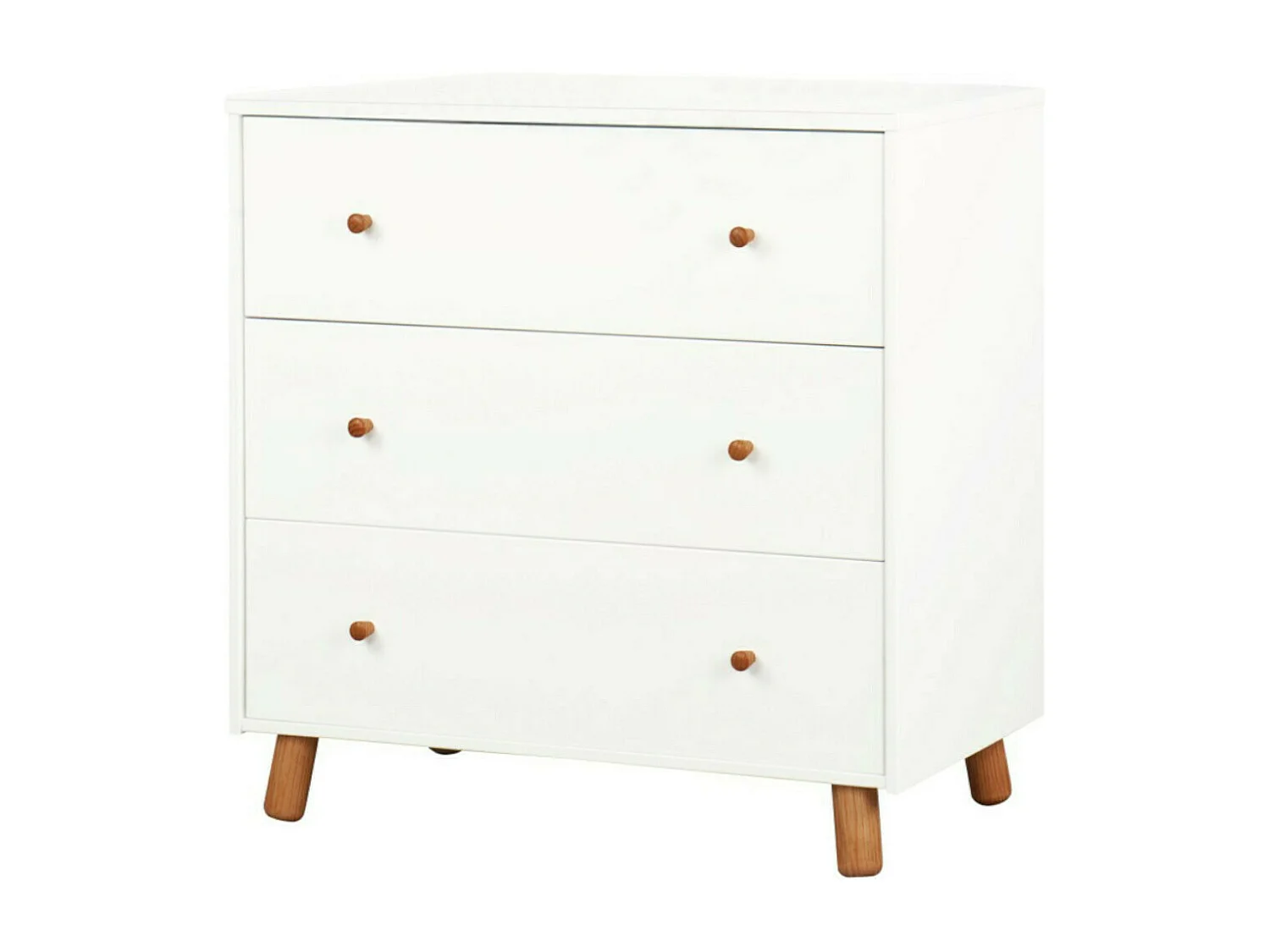 Commode enfant  panneaux de fibres blanc et bois GABBY