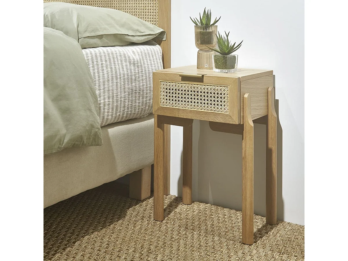 Chevet cannage en rotin  bois massif bois naturel GALA