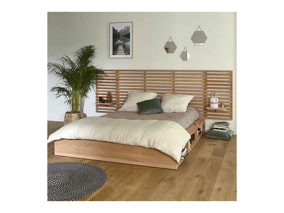 Tête de lit 270 cm bois massif bois naturel TAO