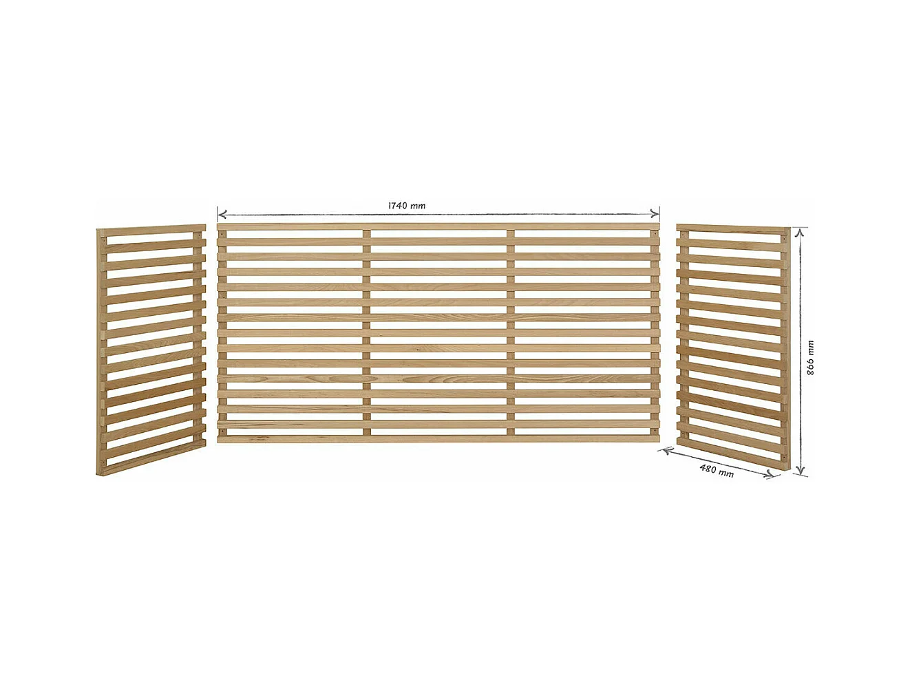 Tête de lit 270 cm bois massif bois naturel TAO