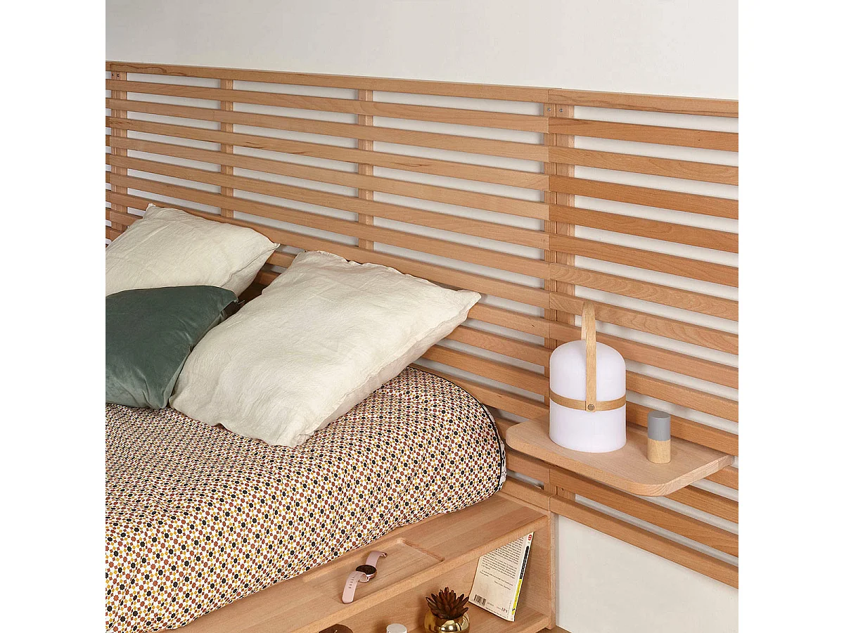 Tête de lit 270 cm bois massif bois naturel TAO