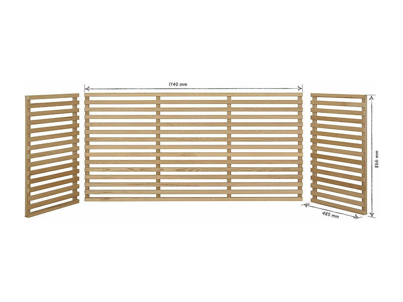 Tête de lit 270 cm bois massif bois naturel TAO