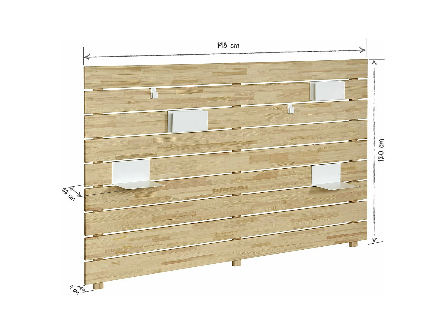 Tête de lit  bois massif gris JOAN