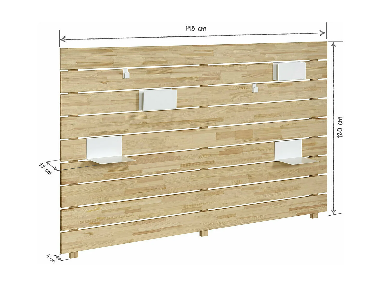 Tête de lit  bois massif gris JOAN