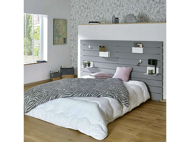 Tête de lit  bois massif gris JOAN