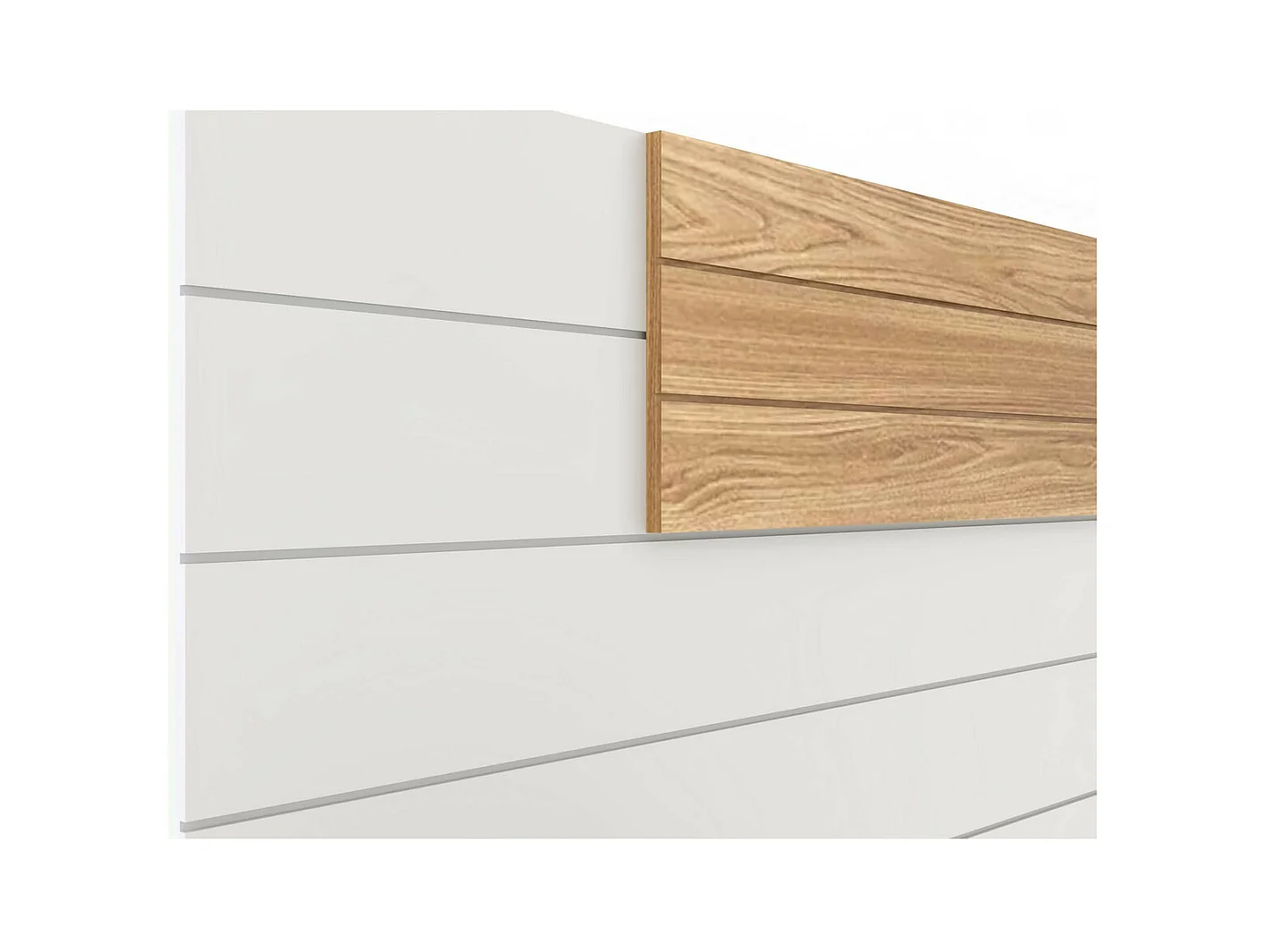 Tête de lit avec chevets 160 cm panneaux de fibres blanc et bois FREEDA