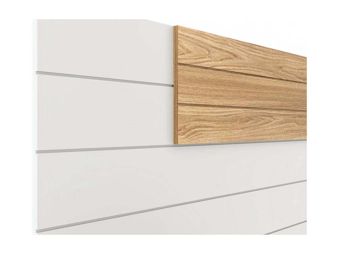 Tête de lit avec chevets 160 cm panneaux de fibres blanc et bois FREEDA