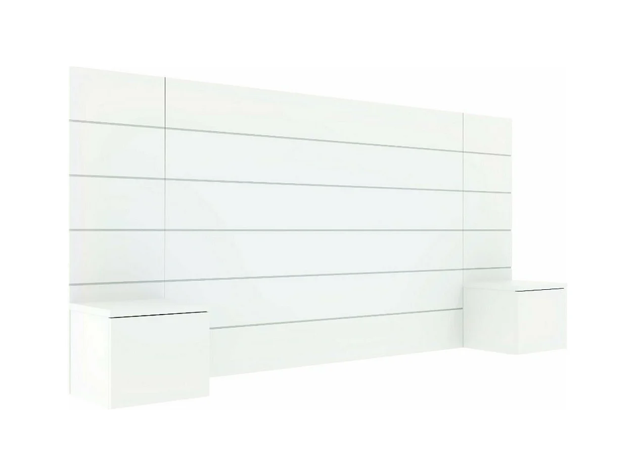 Tête de lit avec chevets 160 cm panneaux de fibres blanc FRIZ
