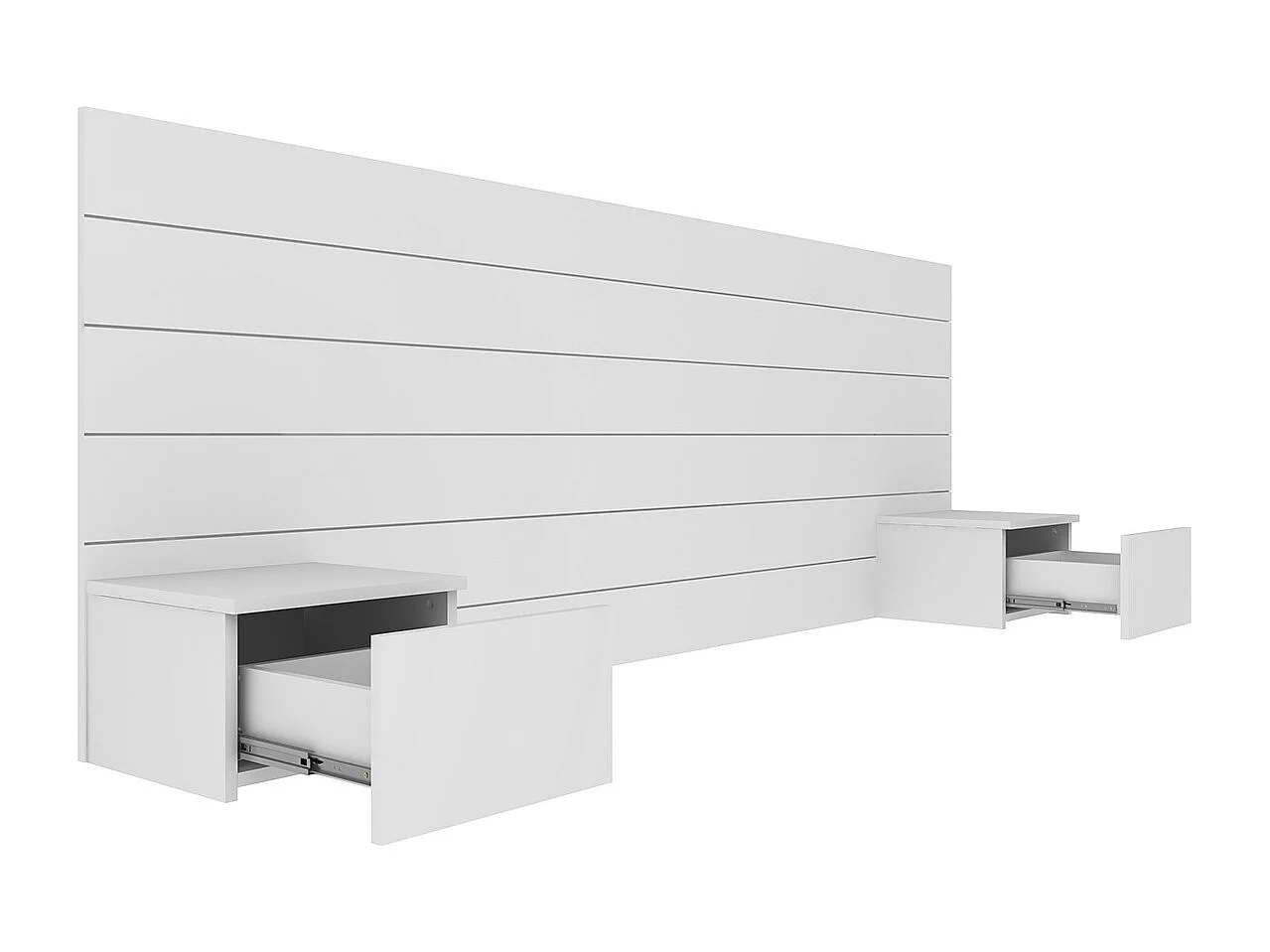 Tête de lit avec chevets 160 cm panneaux de fibres blanc FRIZ