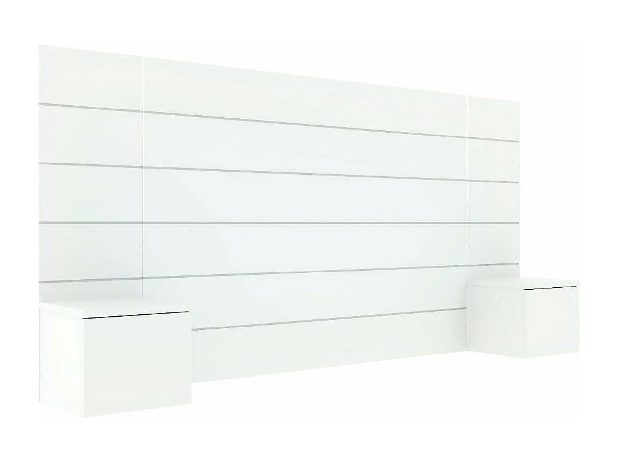 Tête de lit avec chevets 160 cm panneaux de fibres blanc FRIZ