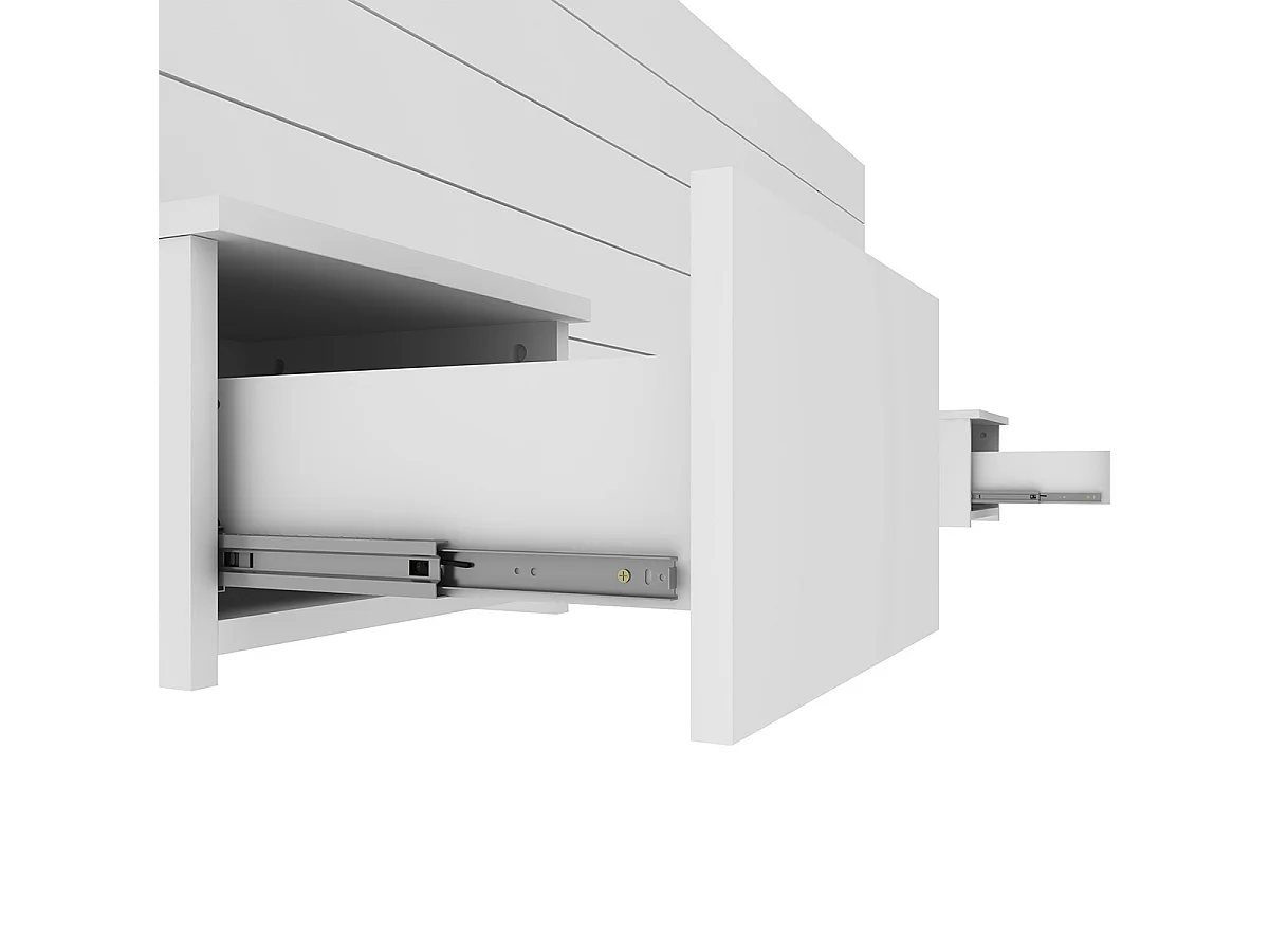 Tête de lit avec chevets 160 cm panneaux de fibres blanc FRIZ