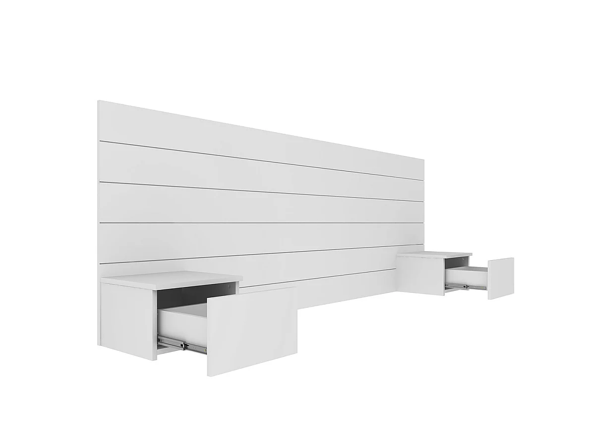 Tête de lit avec chevets 160 cm panneaux de fibres blanc FRIZ