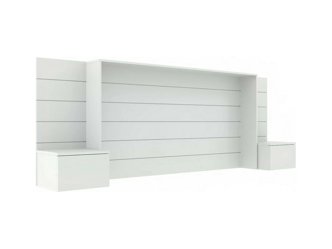 Tête de lit avec chevets 160 cm panneaux de fibres blanc FARO