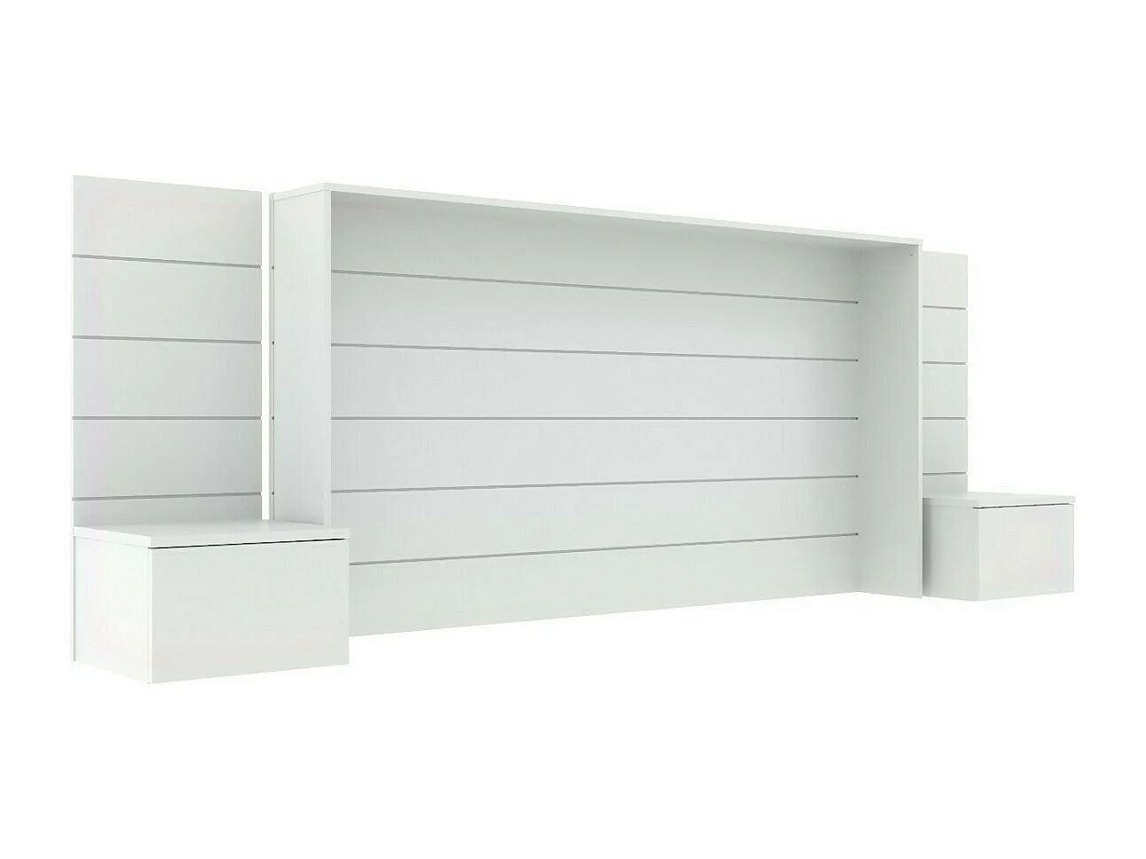 Tête de lit avec chevets 160 cm panneaux de fibres blanc FARO