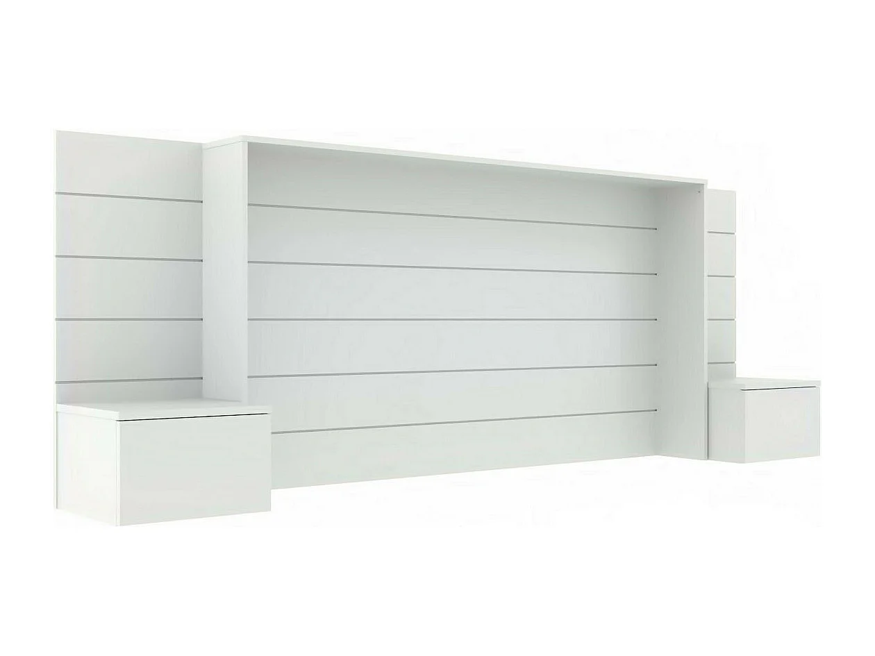 Tête de lit avec chevets 160 cm panneaux de fibres blanc FARO