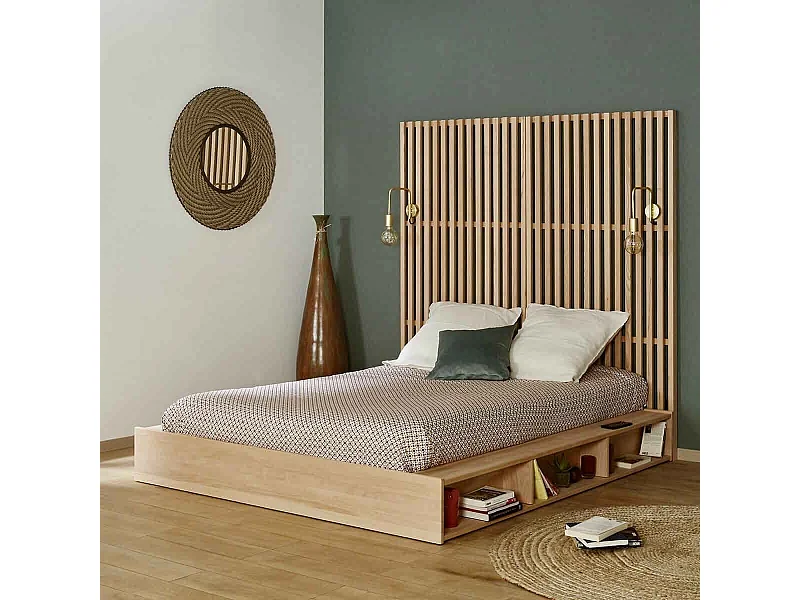 Tête de lit 170 cm bois massif bois naturel KENA