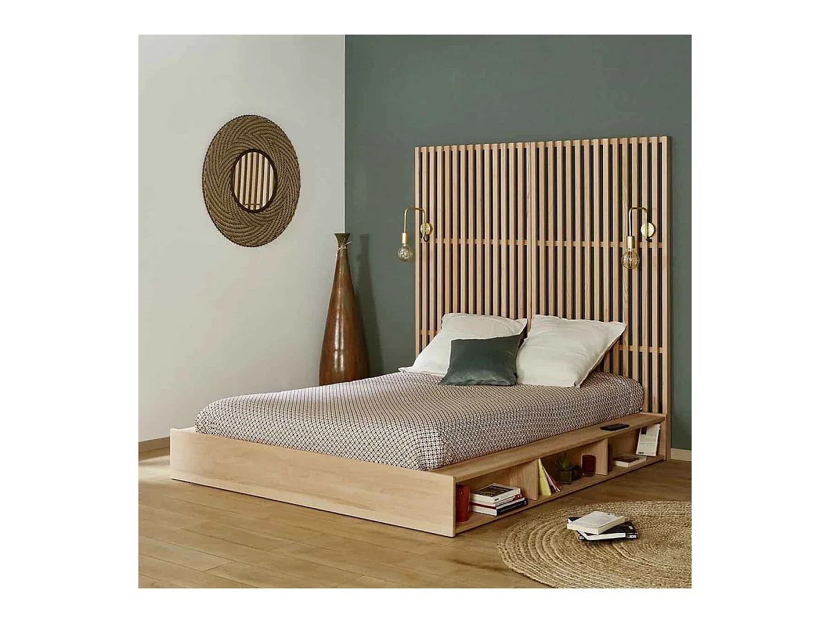 Tête de lit 170 cm bois massif bois naturel KENA