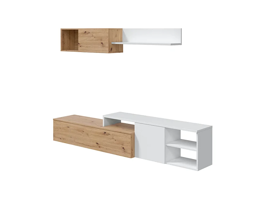 Mobiliário de sala de estar Julia Blanco Artik (Blanco Mate) - Roble Nodi