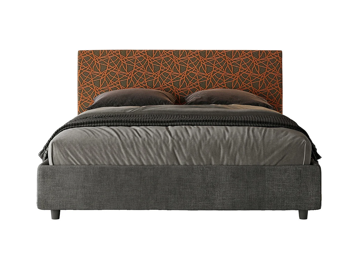 Letto con rete imbottito 160x210 tessuto Era 04 arancio Arla