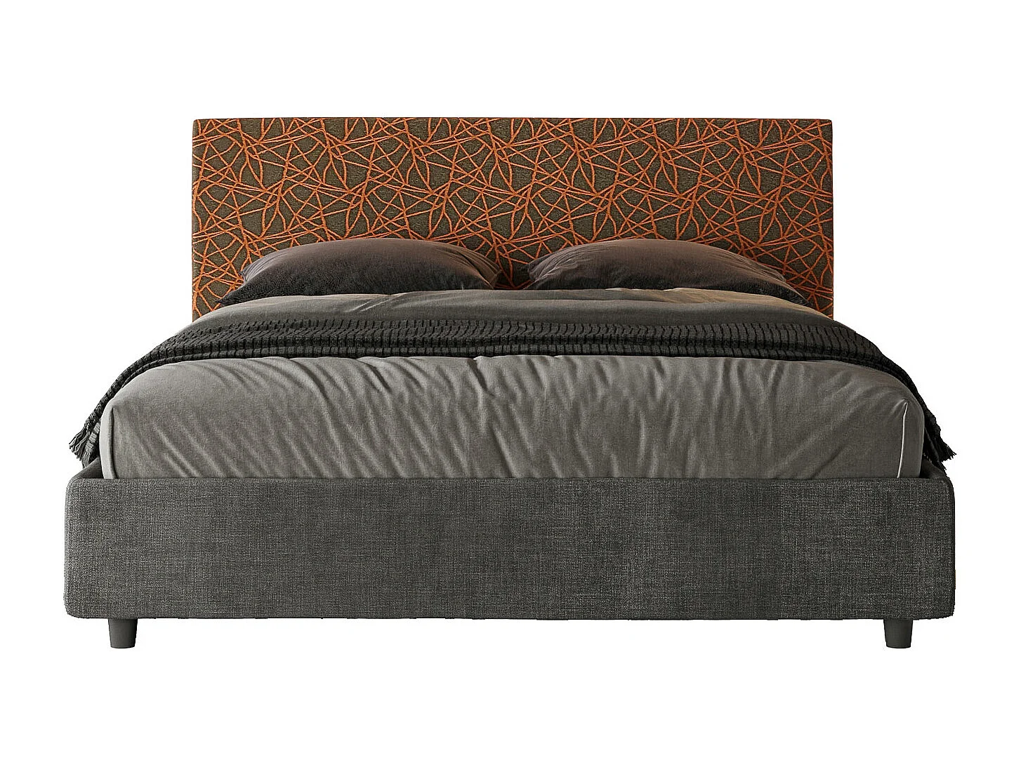 Letto con rete imbottito 160x210 tessuto Era 04 arancio Arla