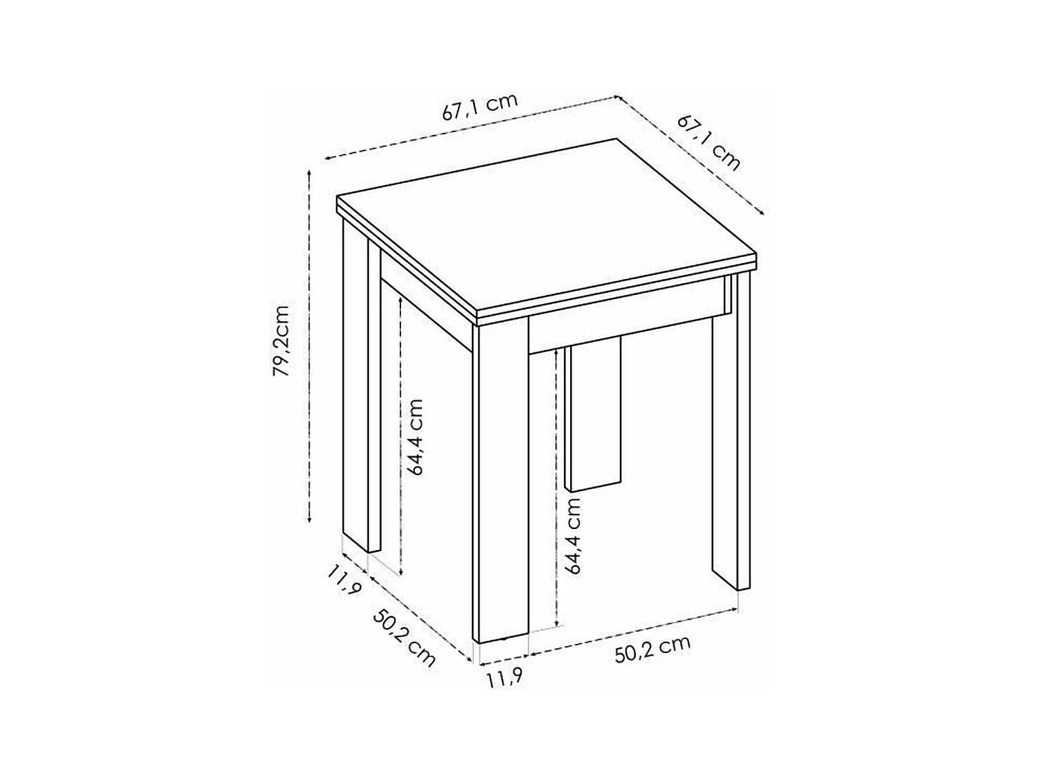 Mesa auxiliar extensible Bok blanco 79,2x67,1-134x67,1 cm
