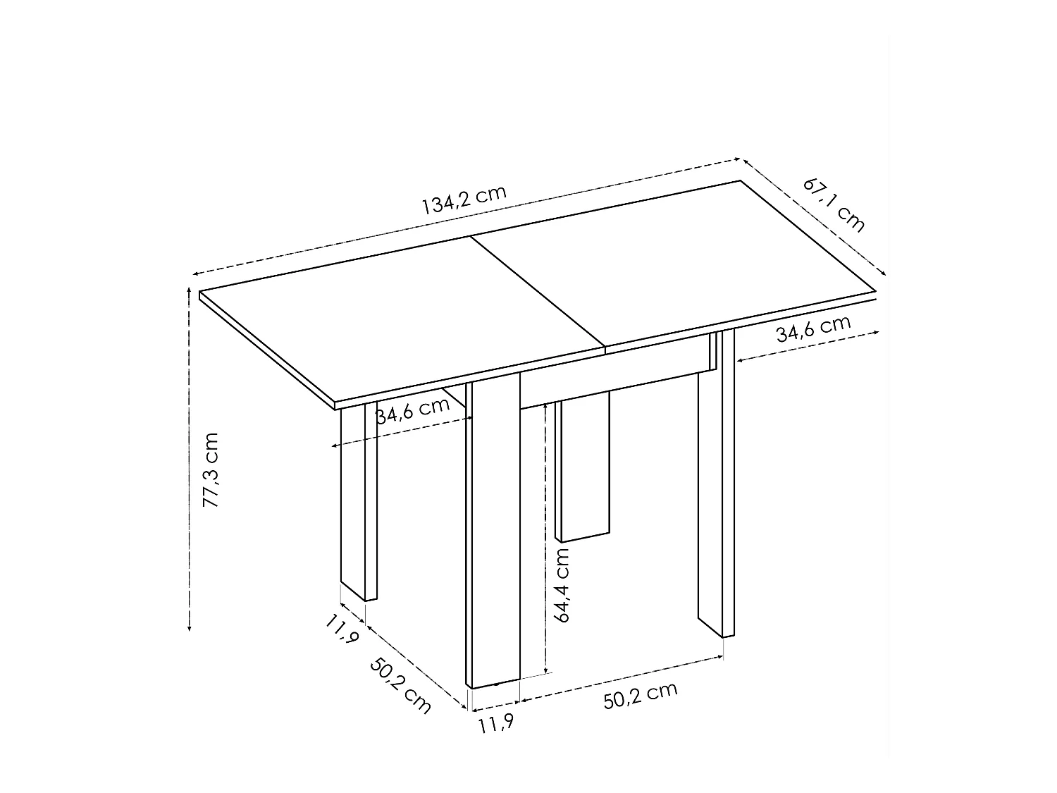 Mesa auxiliar extensible Bok blanco 79,2x67,1-134x67,1 cm