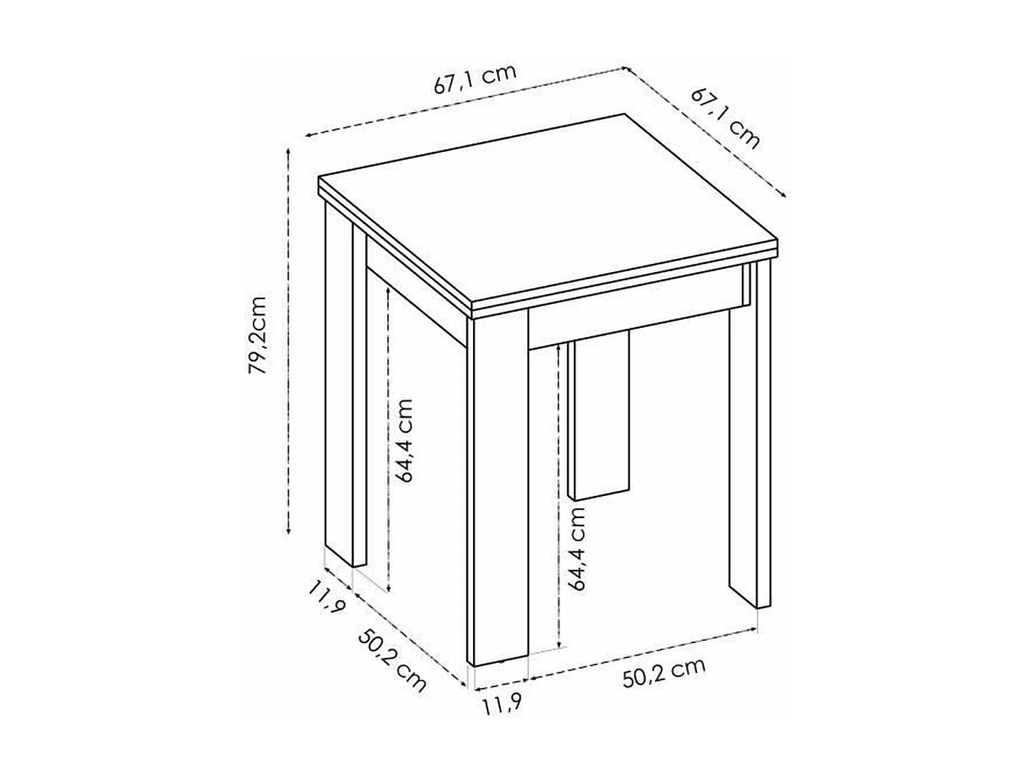 Mesa de cozinha dobrável BOK em melamina branca