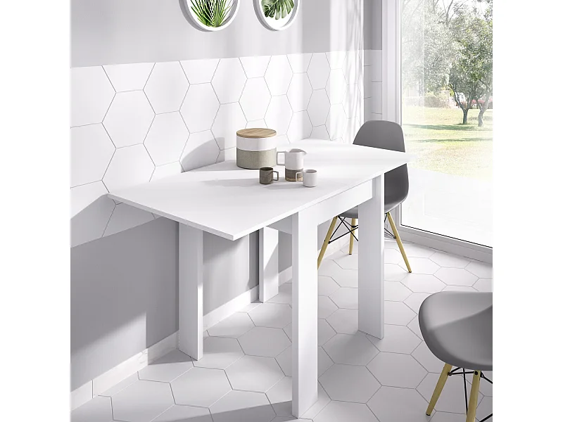 Mesa auxiliar extensible Bok blanco 79,2x67,1-134x67,1 cm