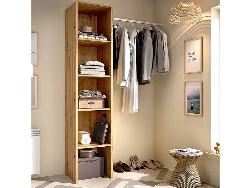 Vestidor Suit 4 estantes+1 barra para colgar Nordic 185,5x137x5x40,2 cm