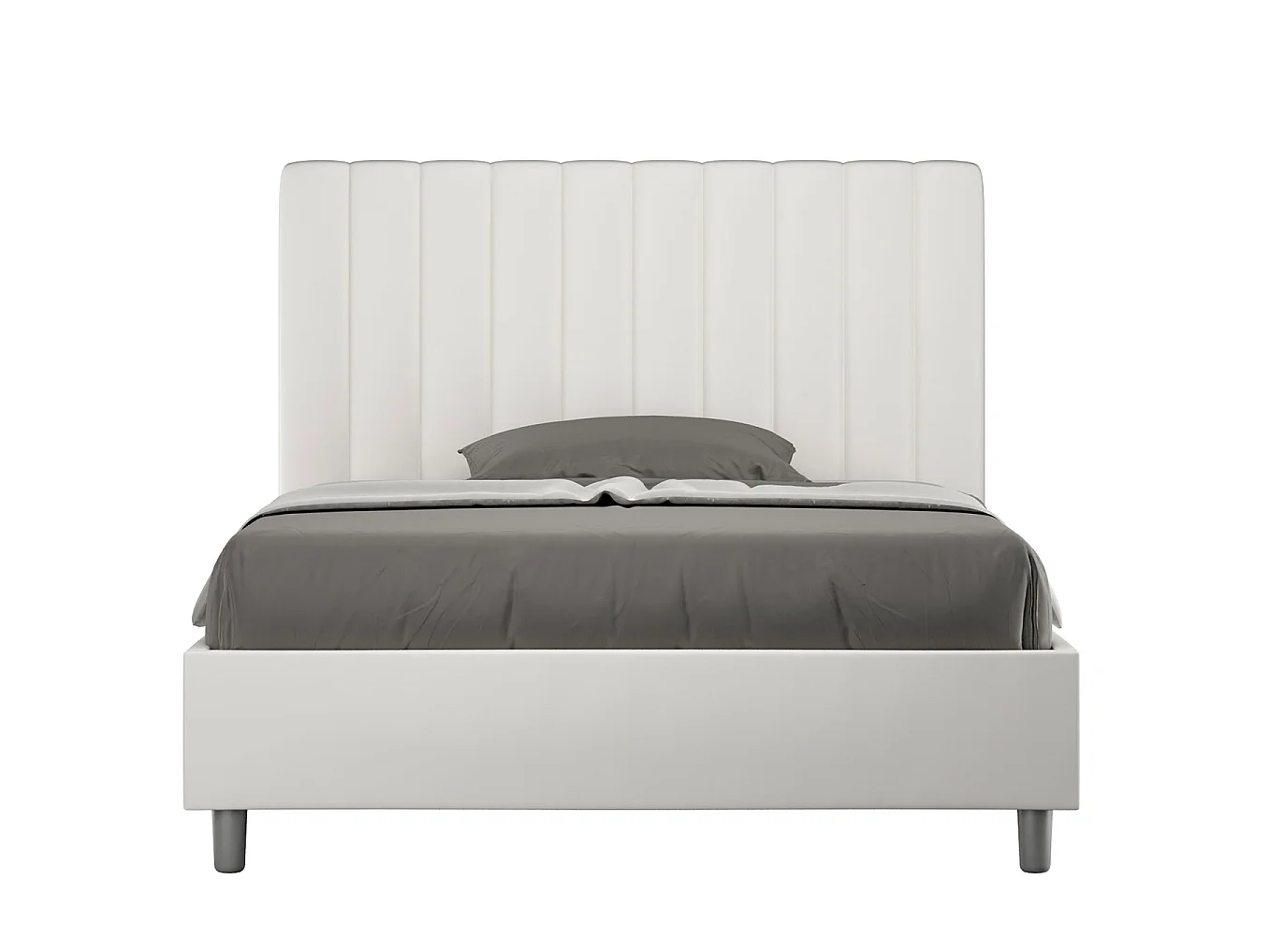 Lit 1 place et demi sans sommier rembourré 120x210 similicuir blanc Agueda