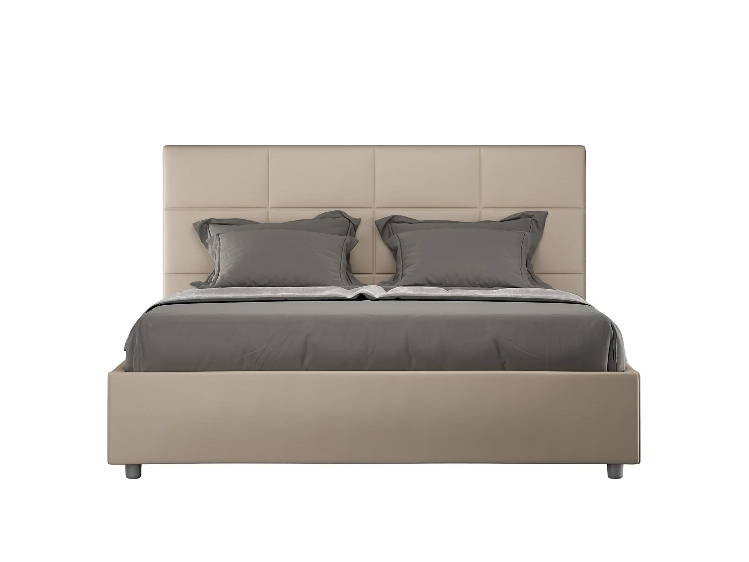Lit sans sommier rembourré 160x210 similicuir taupe Mika