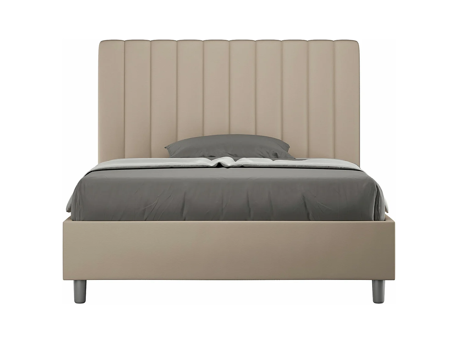 Lit avec sommier rembourrée 140x200 similicuir taupe Agueda