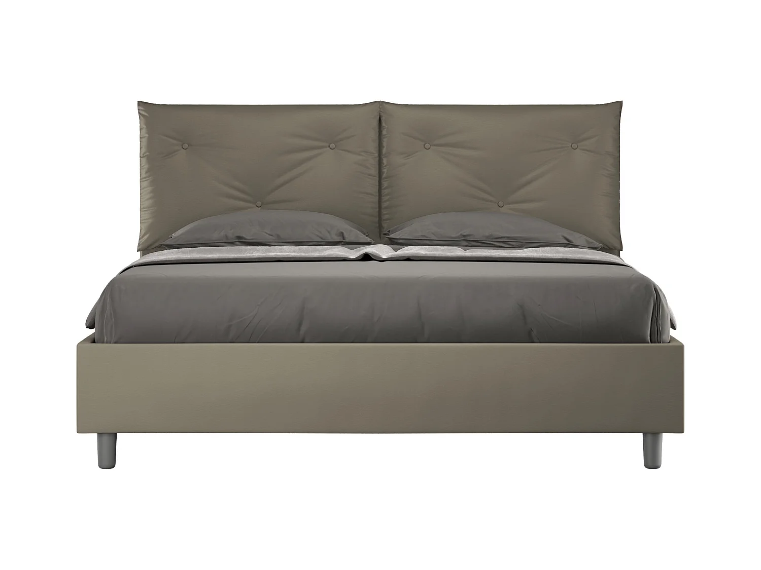 Cama de casal queen size com arrumação estofada 160x200 pele sintética cappuccino Appia