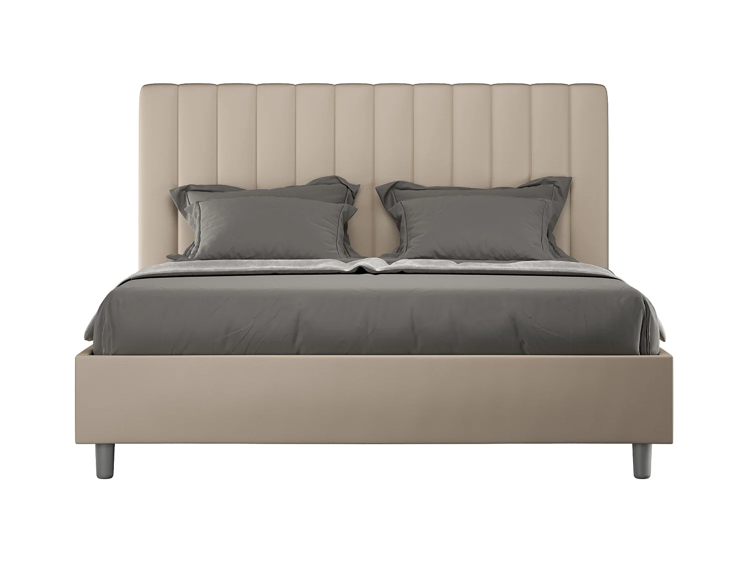 Lit coffre rembourrée 160x200 similicuir taupe Agueda