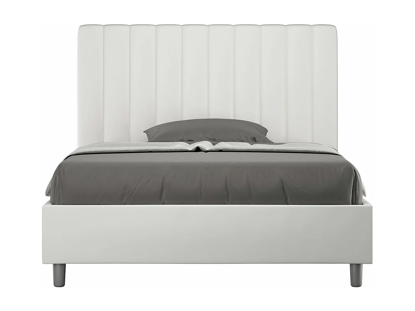 Agueda gepolstertes Stauraumbett aus weißem Kunstleder, 120x200