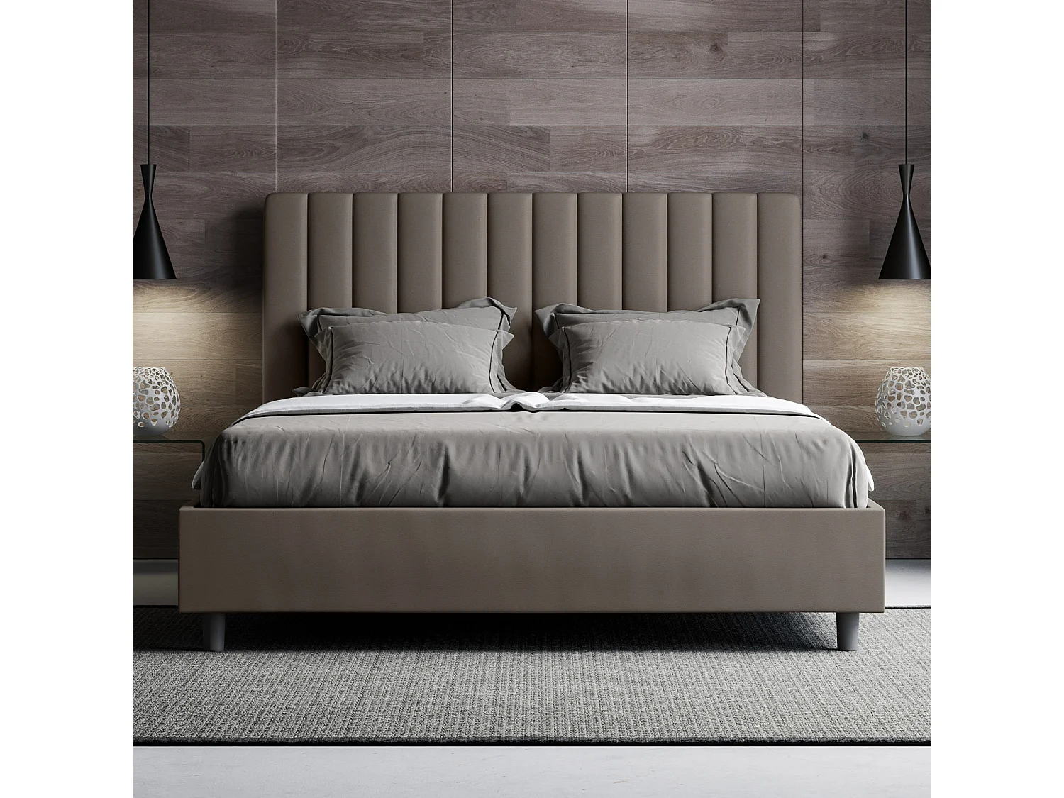 Gestoffeerd bed 160x200 met opbergruimte kunstleer cappuccino Agueda