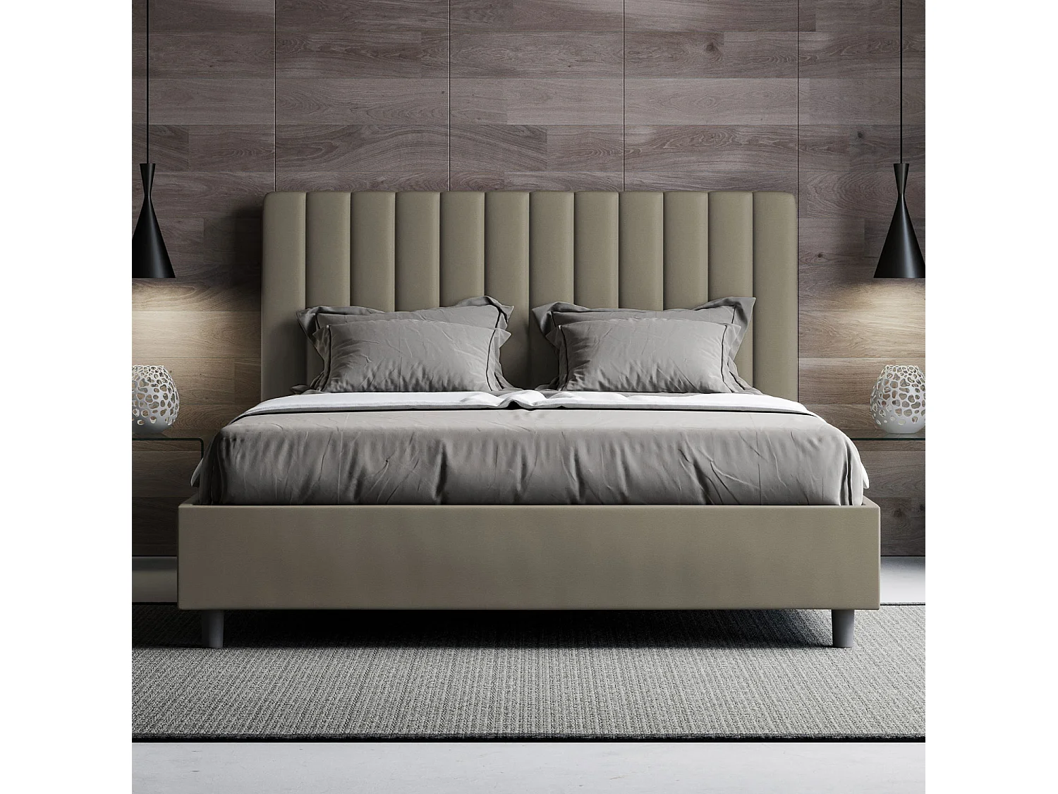 Gestoffeerd bed 160x200 met opbergruimte kunstleer cappuccino Agueda