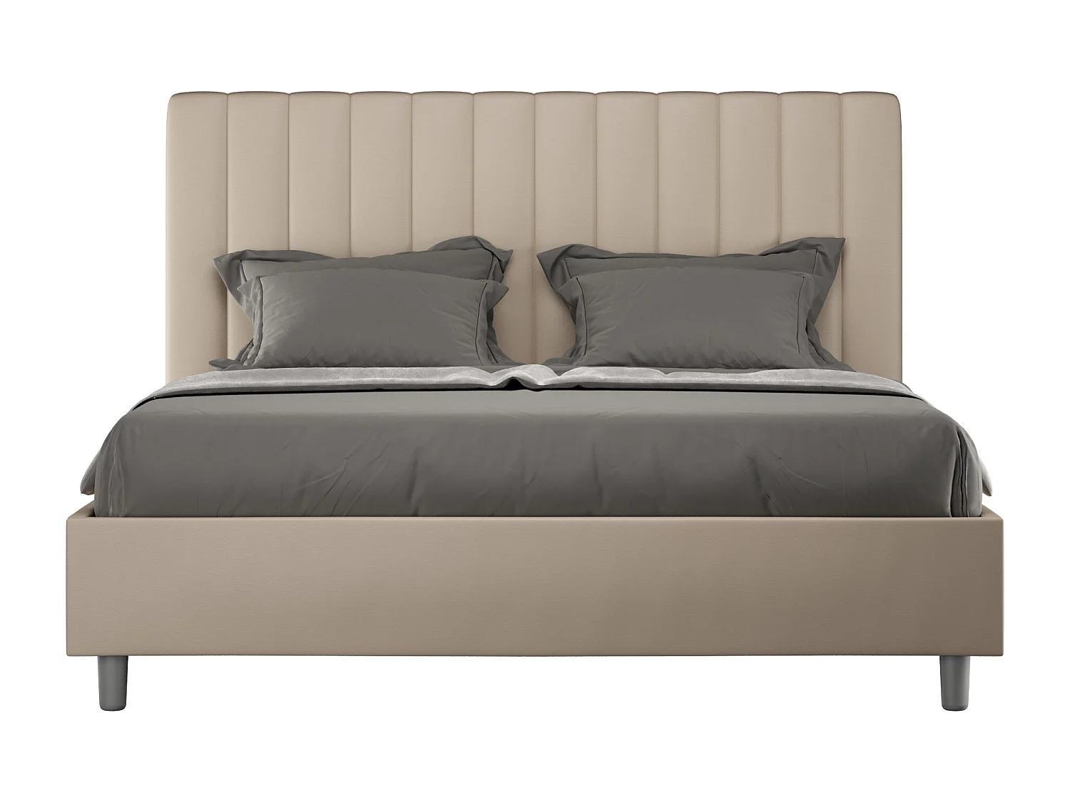 Lit coffre rembourré 160x190 similicuir taupe Agueda