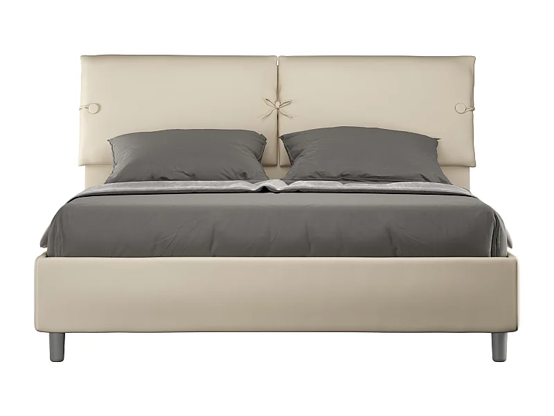 Lit coffre rembourré 160x200 similicuir taupe Sleeper